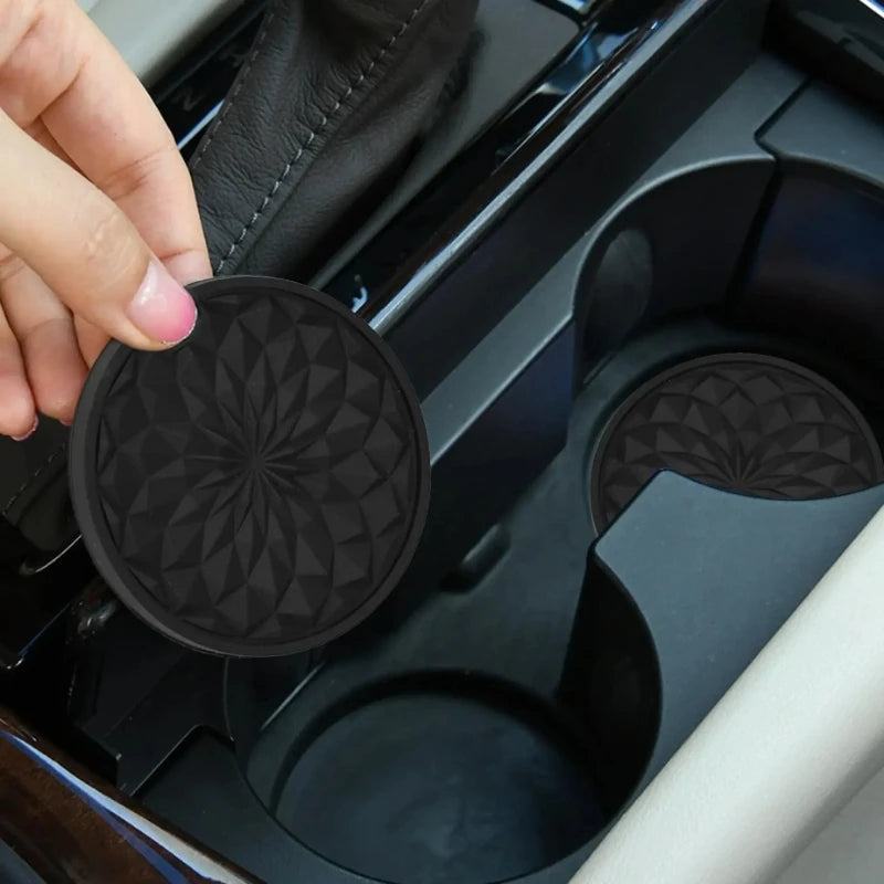 6 PCS with base Coasters, Round Mugs Coasters Set, car coaster，Silicone Coasters for Drinks, Coffee Pads Beer Bar Mat Black Peaceful Pleasures Health and Wellness