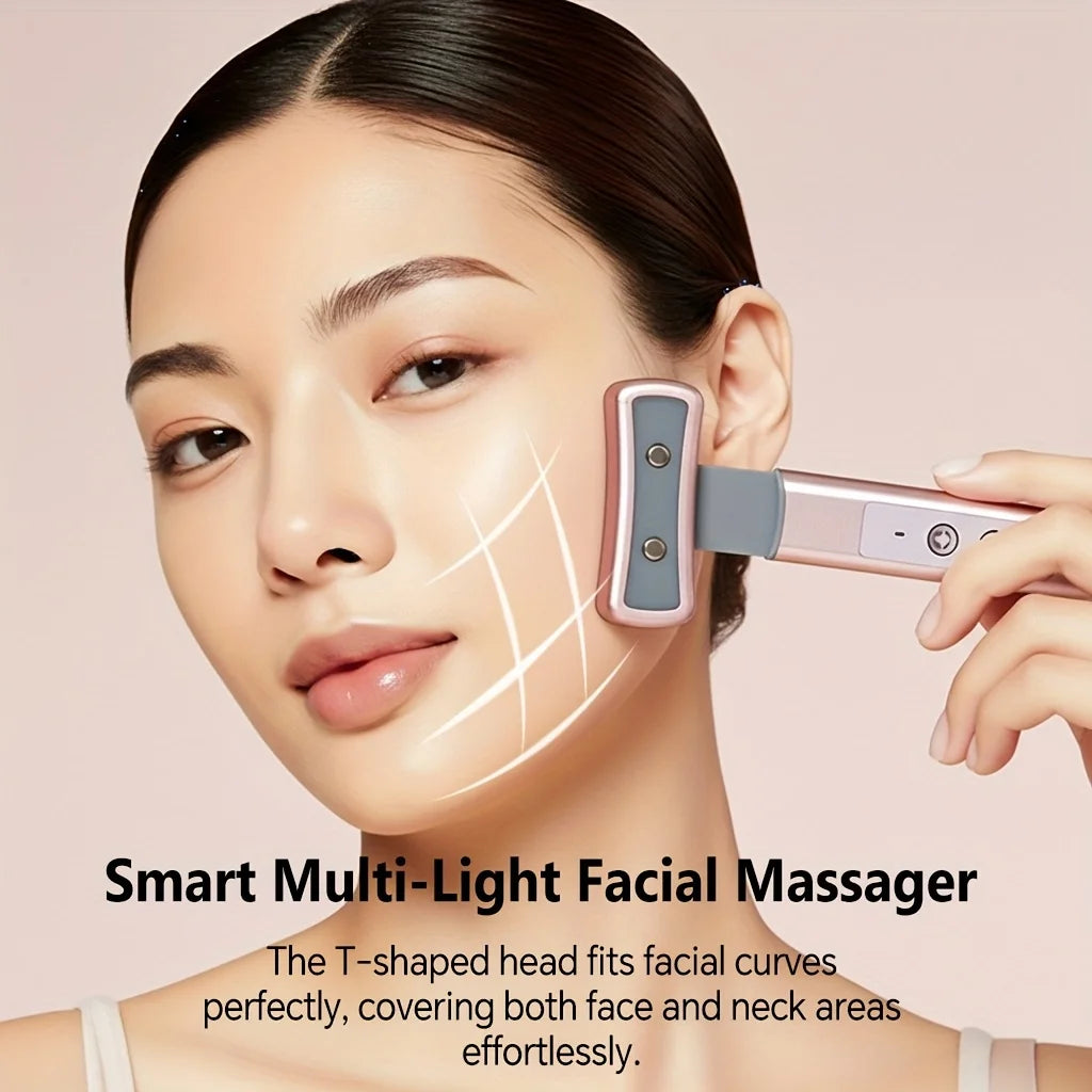 6-in-1 Led Multifunctional Eye and Facial Massager with Vibration Massage Function, Can Massage Eye Bags and Cheeks, Multi-Color Modes, Boxed Packaging, Electric Skin Massage Device, Supports USB Charging, Suitable for Use. Peaceful Pleasures Health and Wellness