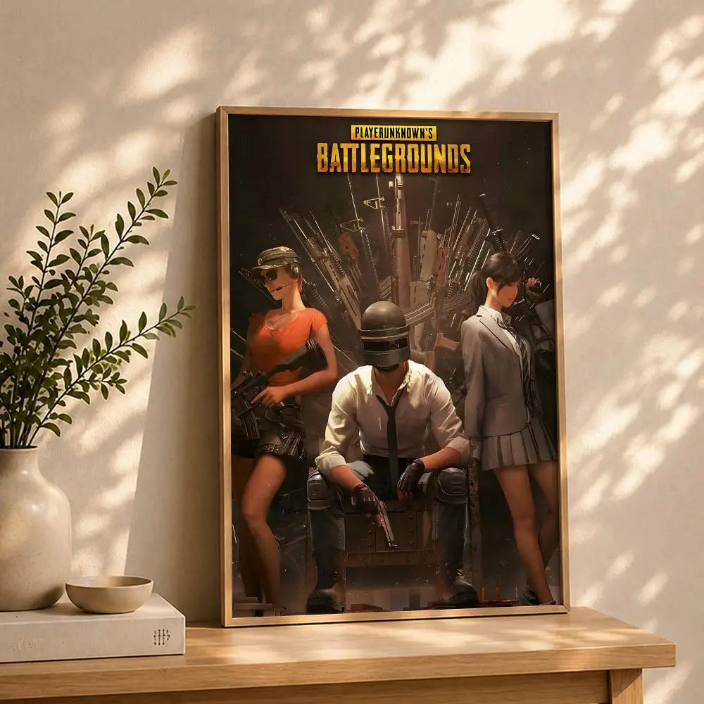 PUBG Battlegrounds HD Wall Poster – Self-Adhesive Waterproof Gaming Wall Poster Peaceful Pleasures Health and Wellness White8 50X70cmNoframe