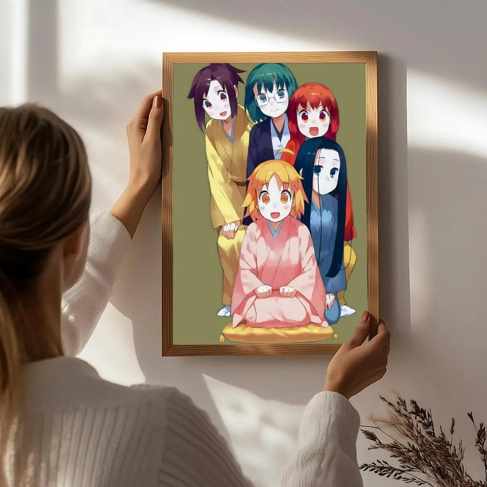 Joshiraku Anime HD Self-Adhesive Waterproof Wall Art Poster Anime Wall Poster Peaceful Pleasures Health and Wellness White3 40X50cmNoframe