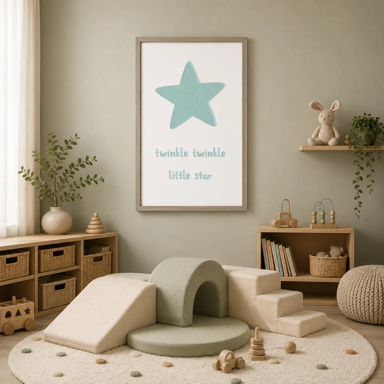 Nordic Nursery Canvas Wall Art | Moon Star Cloud Kids' Decor Nursery Canvas Print Peaceful Pleasures Health and Wellness