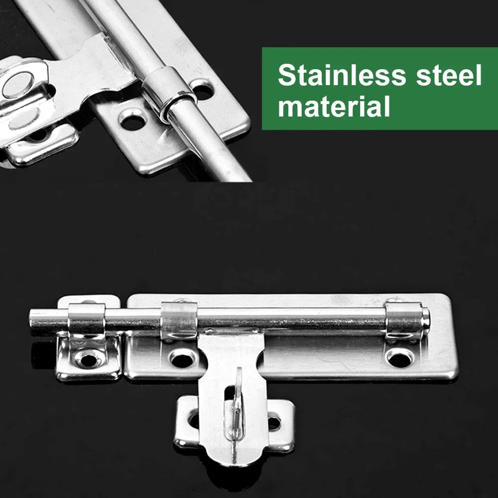 4-Inch Stainless Steel Barrel Bolt Latch & Padlock Clasp Set
