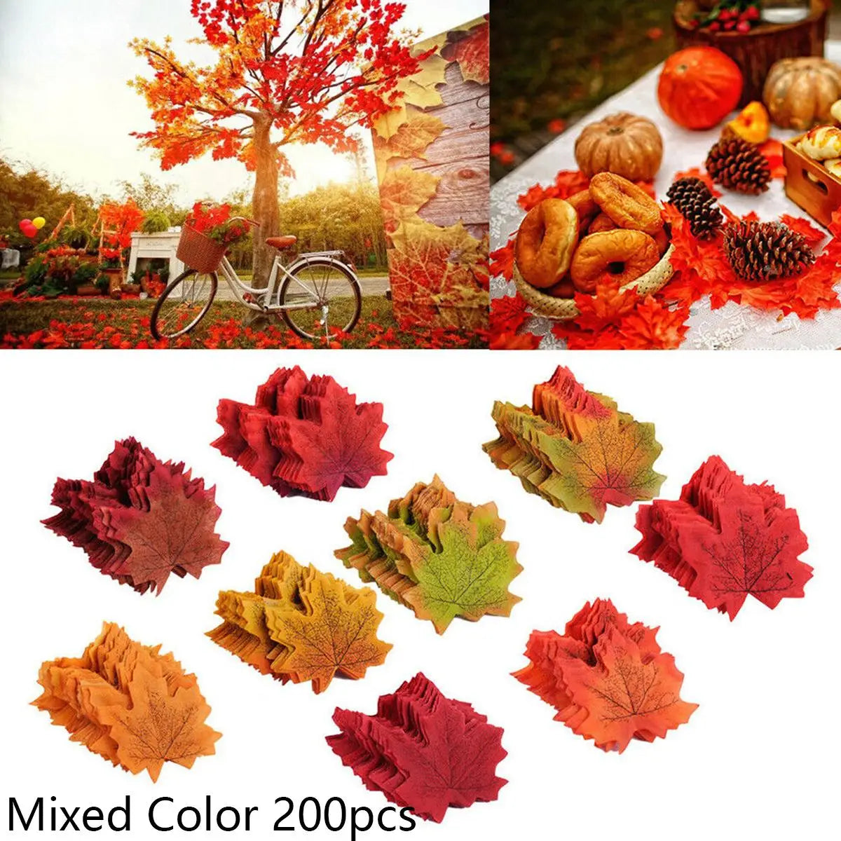 Artificial Autumn Maple Leaves 100/200pcs – Fall Wedding Decor