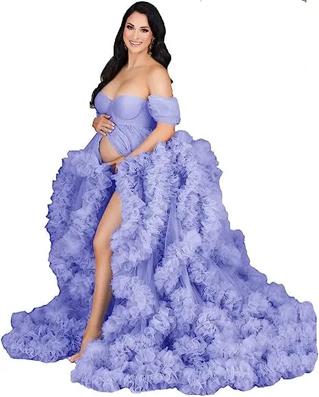 Pretty Fluffy Tulle Maternity Dresses vestidos para embarazadas Photographie de vêtements de maternité baby shower Peaceful Pleasures Health and Wellness 8 US 20 China Mainland