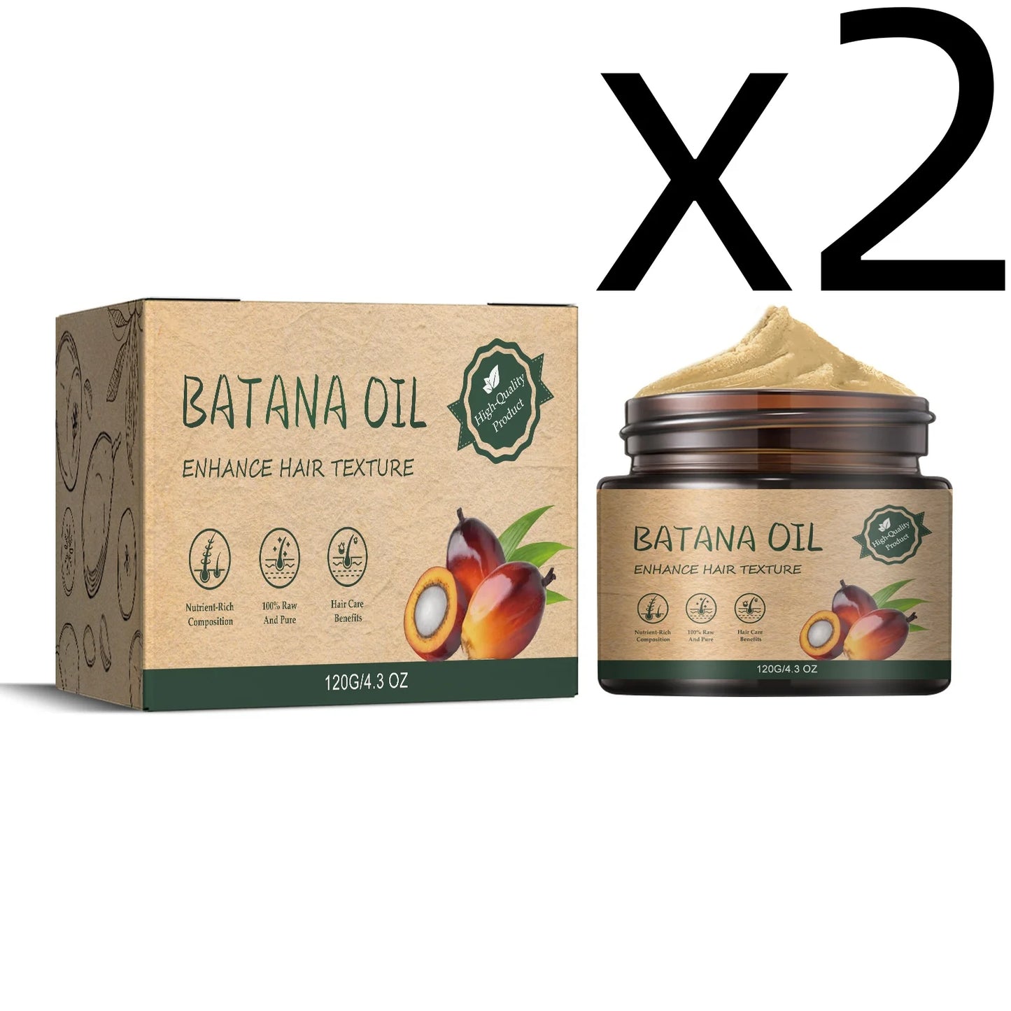 Batana Oil Hair Care Cream for Deep Repair and Moisture Peaceful Pleasures Health and Wellness 120g Boxed X 2PCS