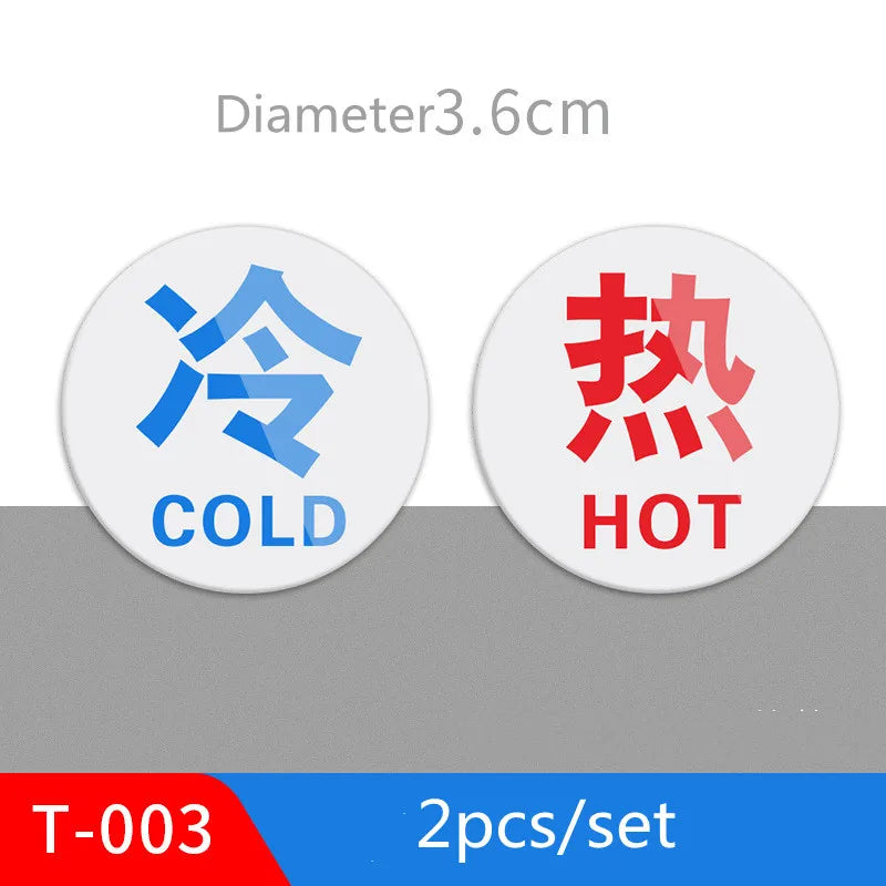 Hot & Cold Faucet Label Stickers – Acrylic Self-Adhesive Signs