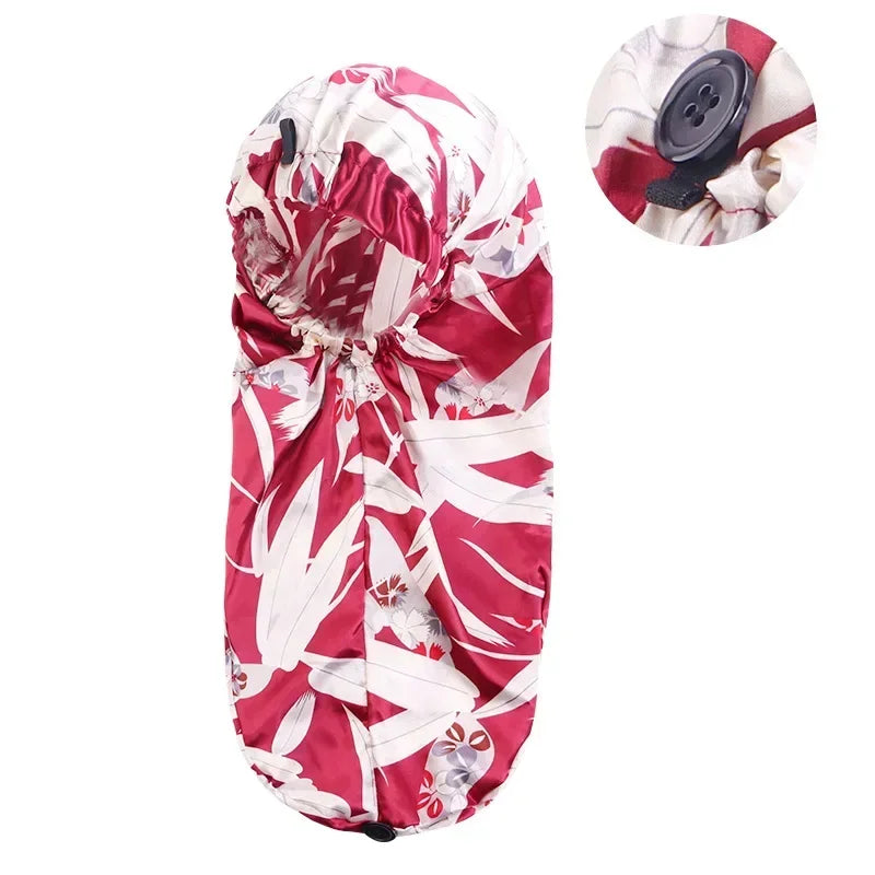 Sleeping Hats Wrap Night Cap Hair Care Bonnet for Unisex, Women, Men, Long Hair Elastic Wide Edge Satin Bonnet Peaceful Pleasures Health and Wellness Wine red
