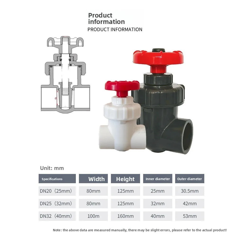 UPVC Gate Valve 20–63mm | Garden Irrigation & Aquarium