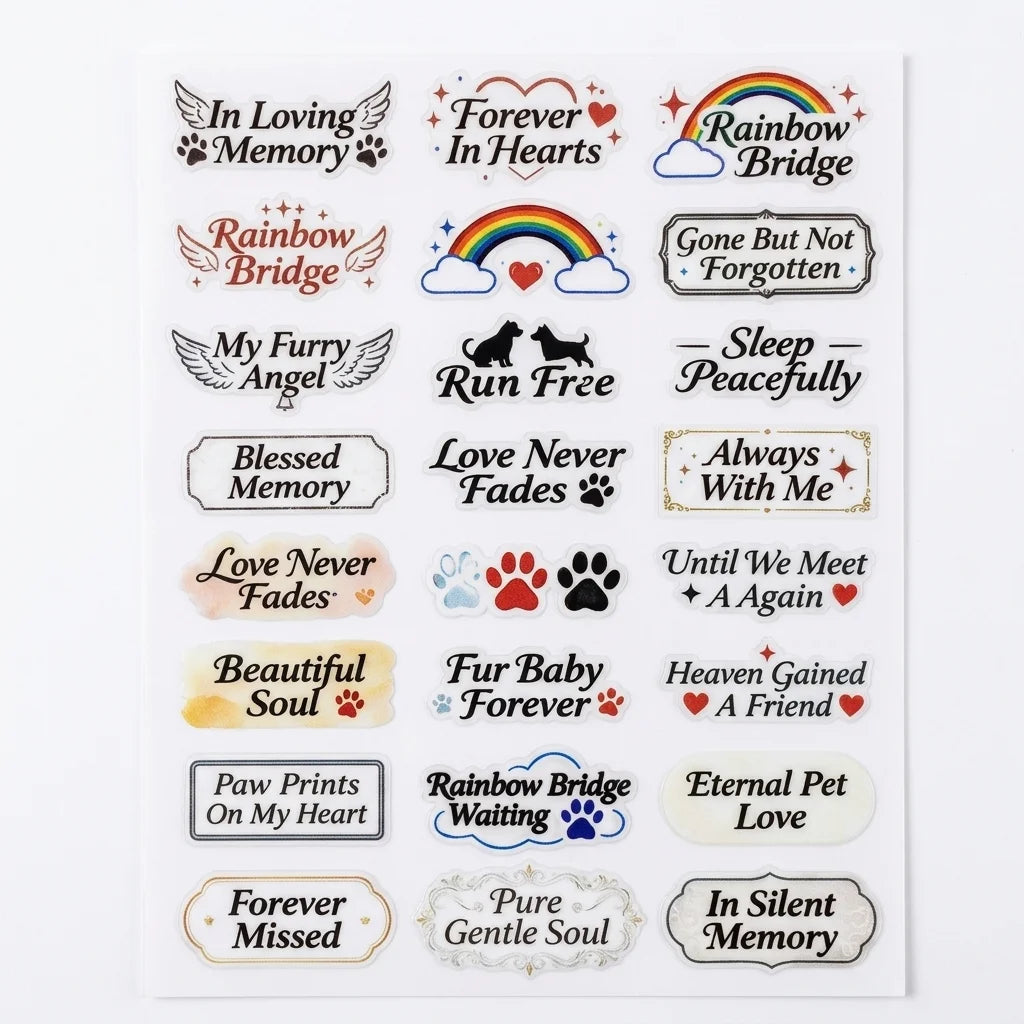 Pet Memorial UV Stickers – Paw Print Waterproof Decals for Urns