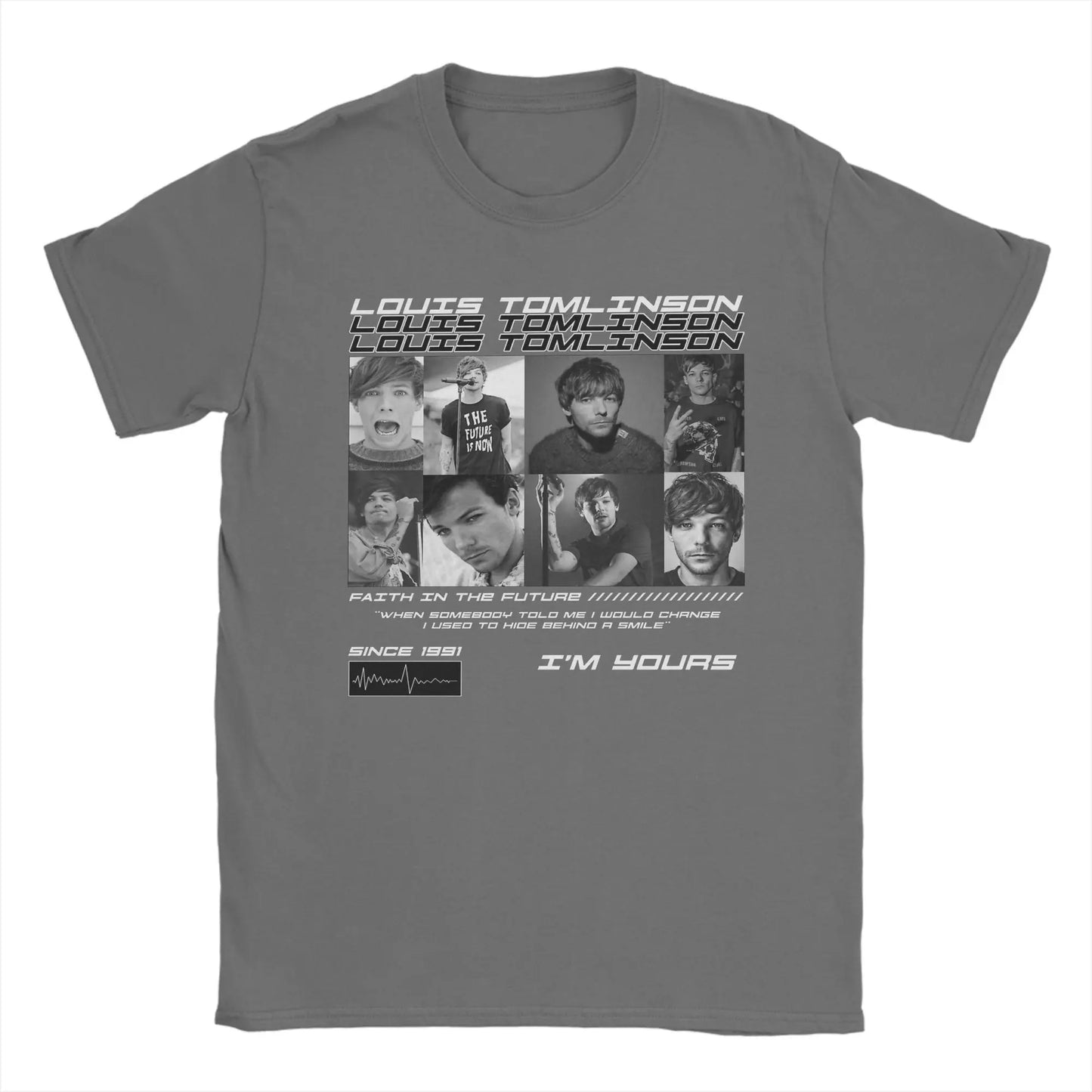 Louis Tomlinsons Men T Shirts I'm Yours Fun Tees Short Sleeve Crew Neck T-Shirt 100% Cotton Big Size Clothes Peaceful Pleasures Health and Wellness Dark Grey S