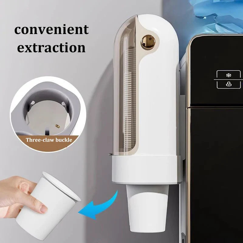 No-Drill Wall-Mounted Disposable Cup Dispenser | Dustproof Holder