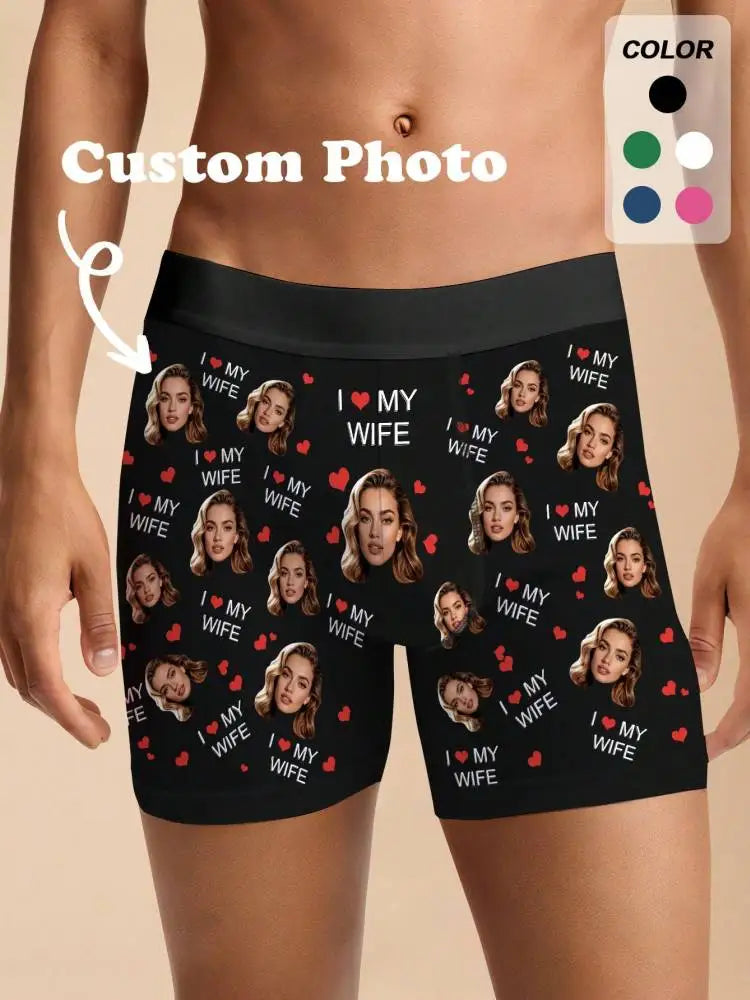 Custom Photo Mens Boxer Briefs Personalized Face Underwear Funny Gift for Boyfriend Husband Anniversary Birthday Valentine Day Peaceful Pleasures Health and Wellness Black XS 1pc