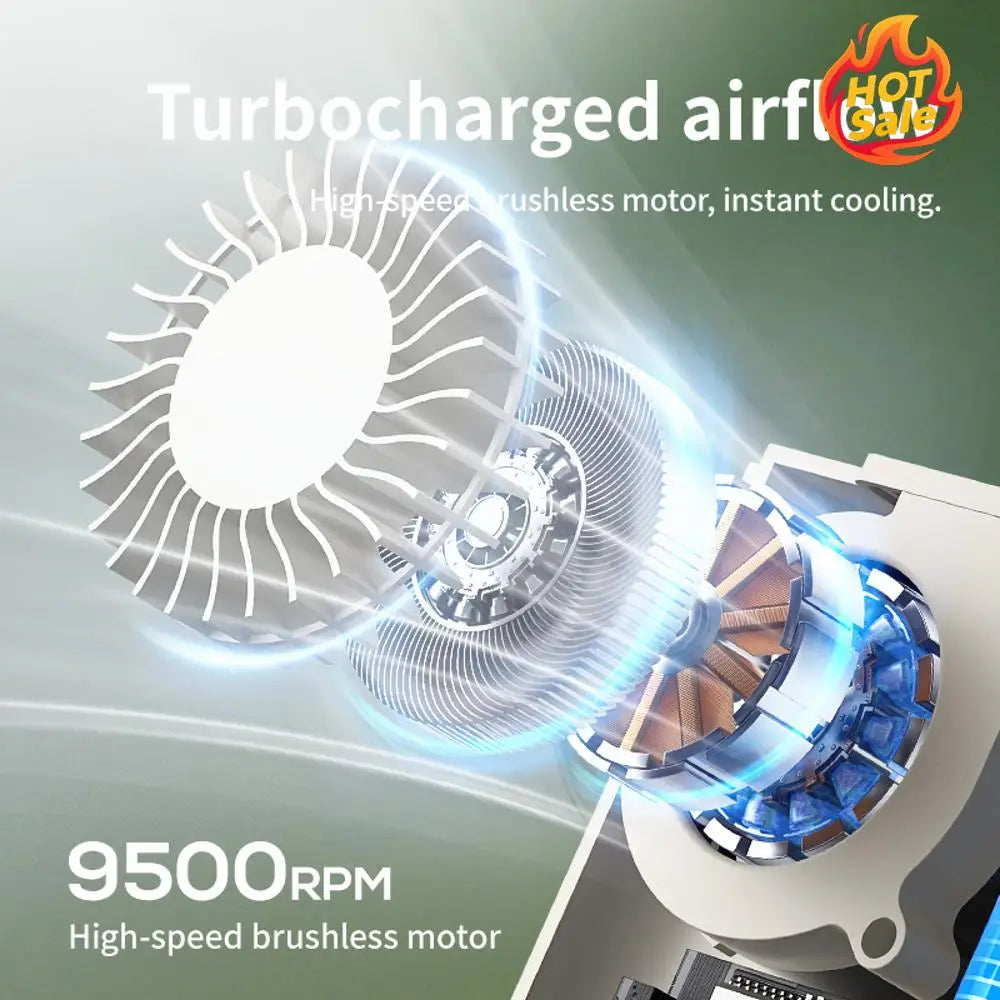 Wearable Bladeless Fan – LED Display, 9500RPM, 100 Speeds
