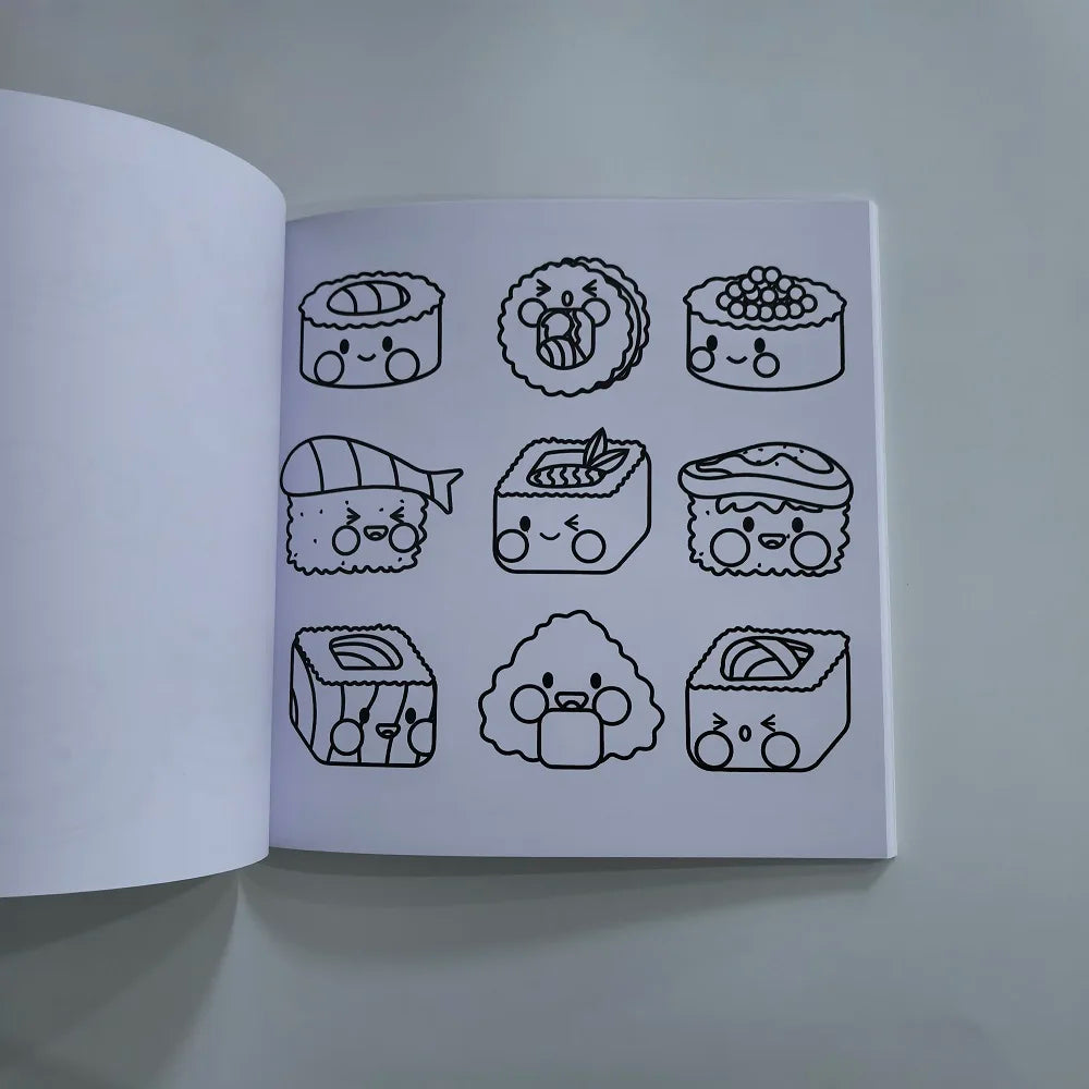 Food Drink Sweets Easy-bold Coloring Book Adults Cute Drawing Perfect