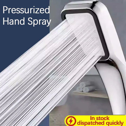 Square Handheld Pressurized Water-Saving Shower Head | 300 Jets Handheld Shower Head Peaceful Pleasures Health and Wellness