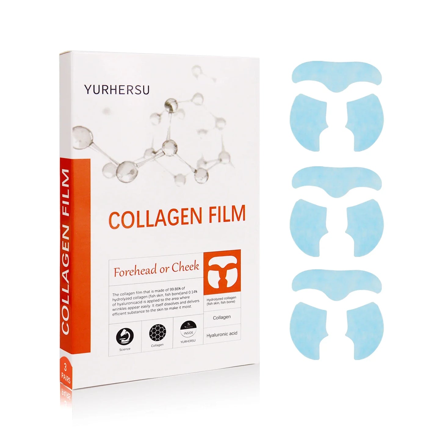 YURHERSU Collagen Soluble Film Mask – Hydrating Essence Patch 3pc