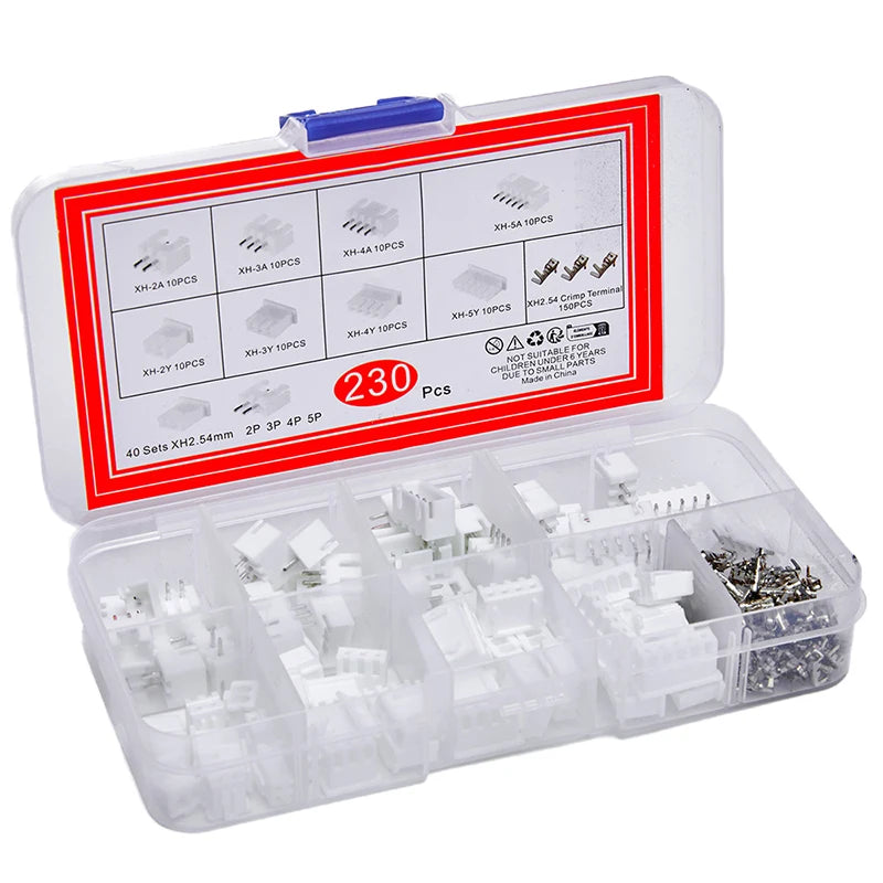 New 230Pcs XH2.54 PH2.0 2p 3p 4p 5 Pin 2.54mm 2.0mm Pitch Terminal Kit JST Connector Wire Connectors Adaptor Box Packing Peaceful Pleasures Health and Wellness
