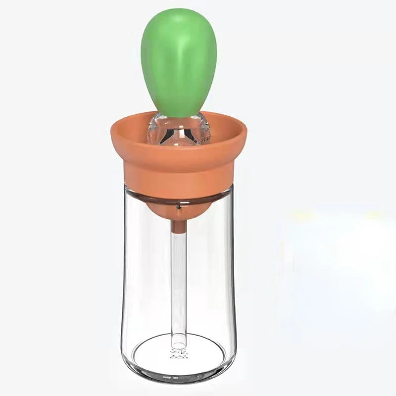 2 in 1 Silicone Dropper Measuring Oil Dispenser Bottle Glass Olive Oil Dispenser Bottle With Silicone Brush Cooking Kitchen Tool Peaceful Pleasures Health and Wellness Emerald Green