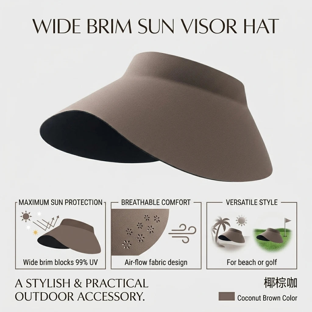 Women Sun Hat Wide Brim UPF50+ UV-Protection Breathable Foldable Visor for Outdoor Activities Peaceful Pleasures Health and Wellness
