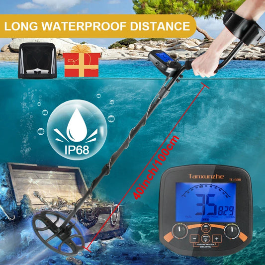 TC-600 Metal Detector Professional Underground Depth Gold Detector Treasure Handheld High Frequency Pinpoint Detecting Peaceful Pleasures Health and Wellness