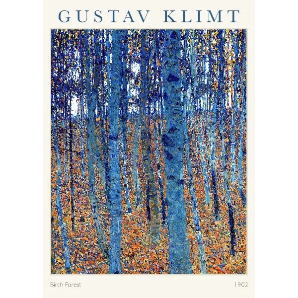 Gustav Klimt Art Print Exhibition Poster Farmhouse Birch Tree Pond Landscape Canvas Painting Wall Art for Living Room Home De Peaceful Pleasures Health and Wellness