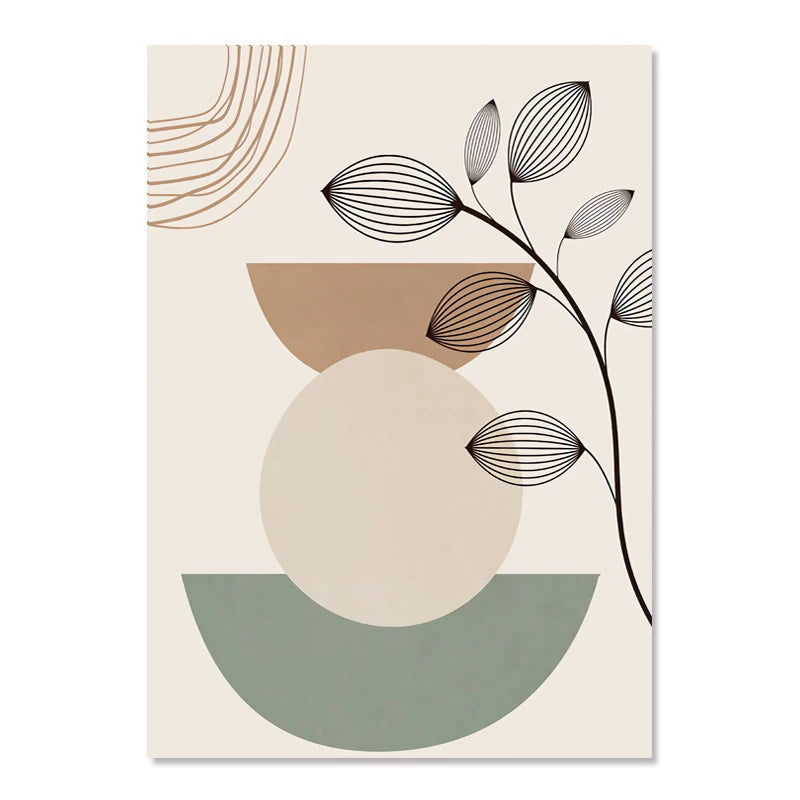 1pc frameless Canvas painting Boho Posters Abstract Geometry Line Canvas Painting Leaves Sun Rainbow Nordic Wall Art Pictures Peaceful Pleasures Health and Wellness F 50x70cm Unframed
