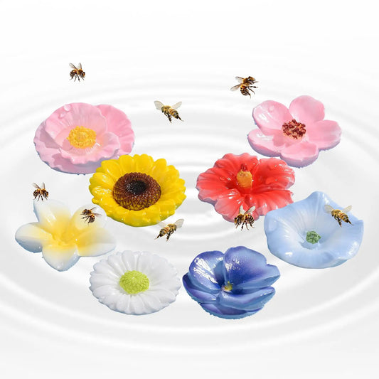 Aesthetic Weatherproof Floating Flower Bee Feeder 8pcs Decorative Pollinator Station For Garden Pond Patio Birds Butterflies Bee Peaceful Pleasures Health and Wellness 8pcs