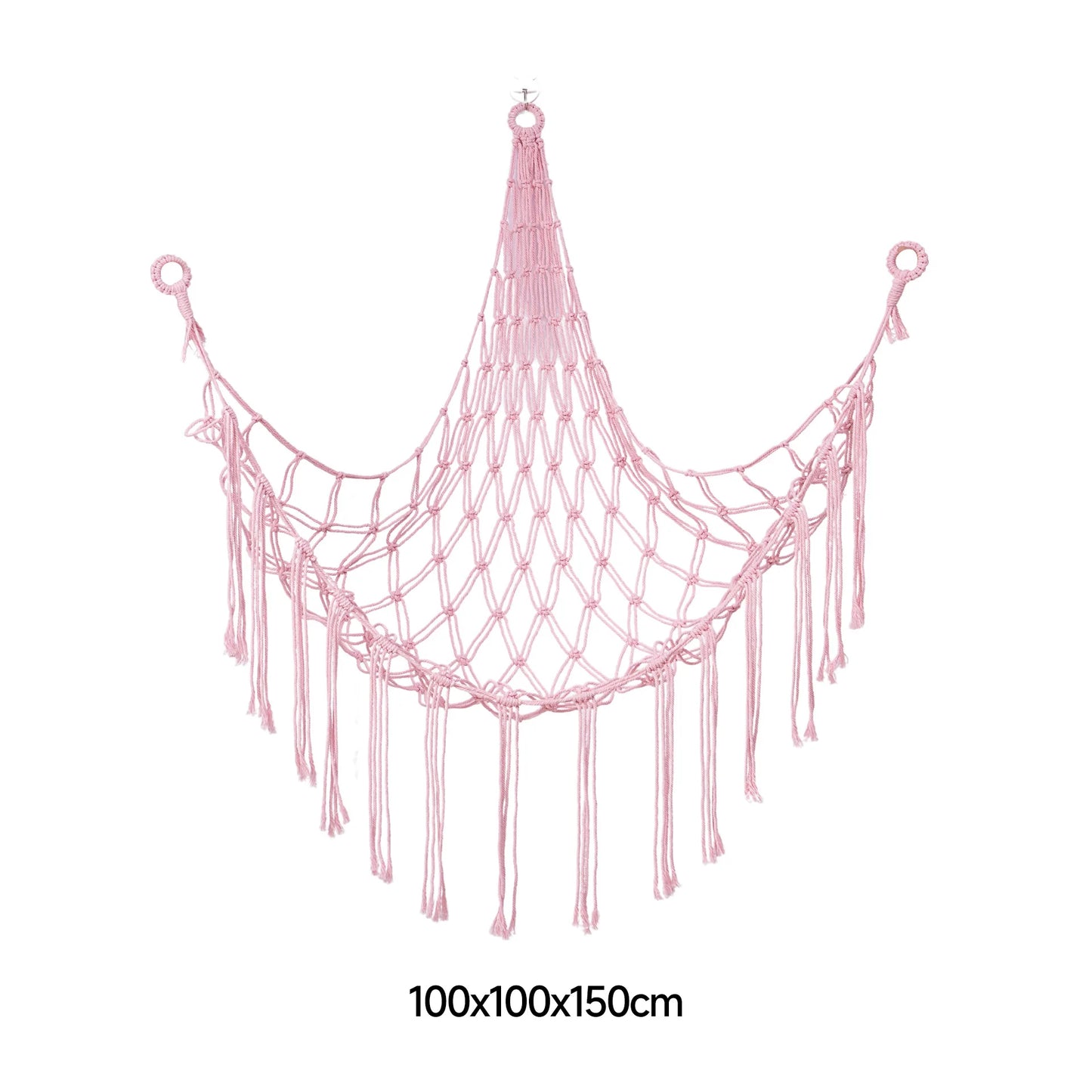 Triangle Wall Hanging Toy Net Pouch Children Room Storage Organizer Knitted Plush Toy Hammock Net Peaceful Pleasures Health and Wellness Pink A