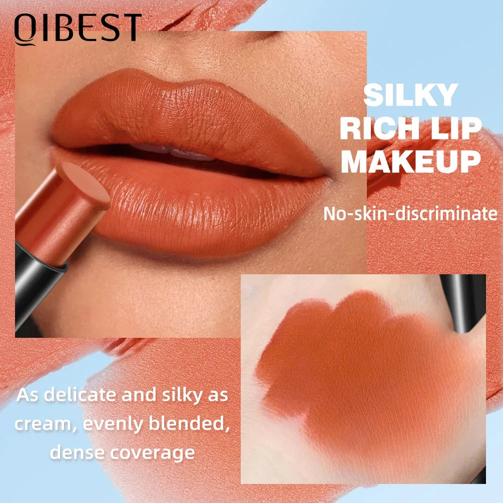 QIBEST Nude Velvet Matte Lipstick Long-lasting Lip Stain Not Stick Cups Lipstick Red Green Orange Black White Lip Tint Makeup Peaceful Pleasures Health and Wellness