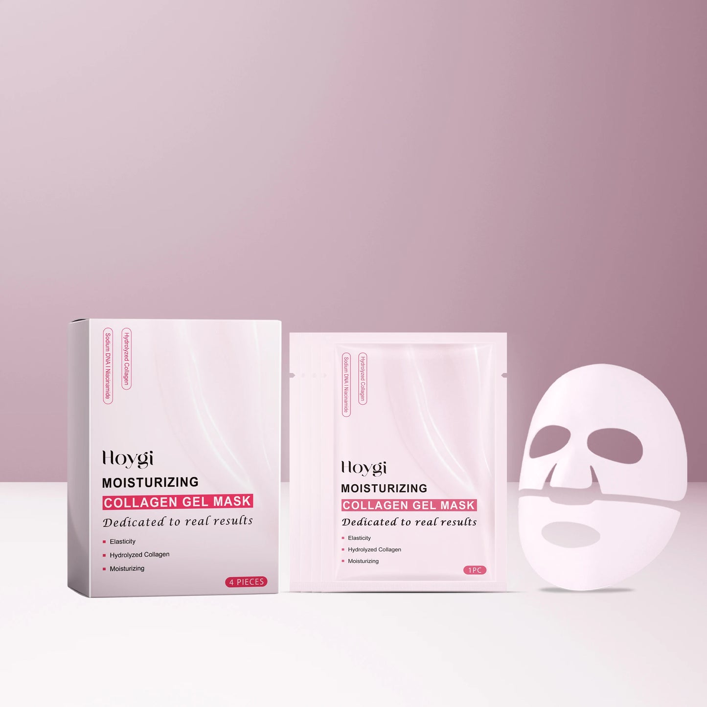 Hydrolyzed Collagen Sheet Mask Reduce Fine Lines Increase Skin Elasticity Firming Nourishing Shrink Pores Sodium DNA Facial Mask Peaceful Pleasures Health and Wellness 4pcs boxed
