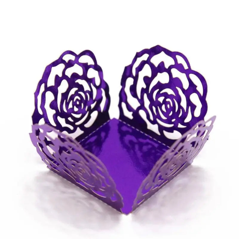 50-Pack Gold Rose Laser-Cut Dessert Liners & Cake Wrappers