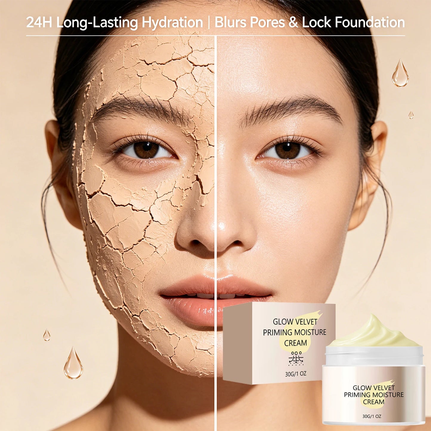 Velvet Primer Moisturizer Invisible Pore Oil Control Long-Lasting Hydrating Face Primer for Smooth Radiant Skin Face Cream Peaceful Pleasures Health and Wellness