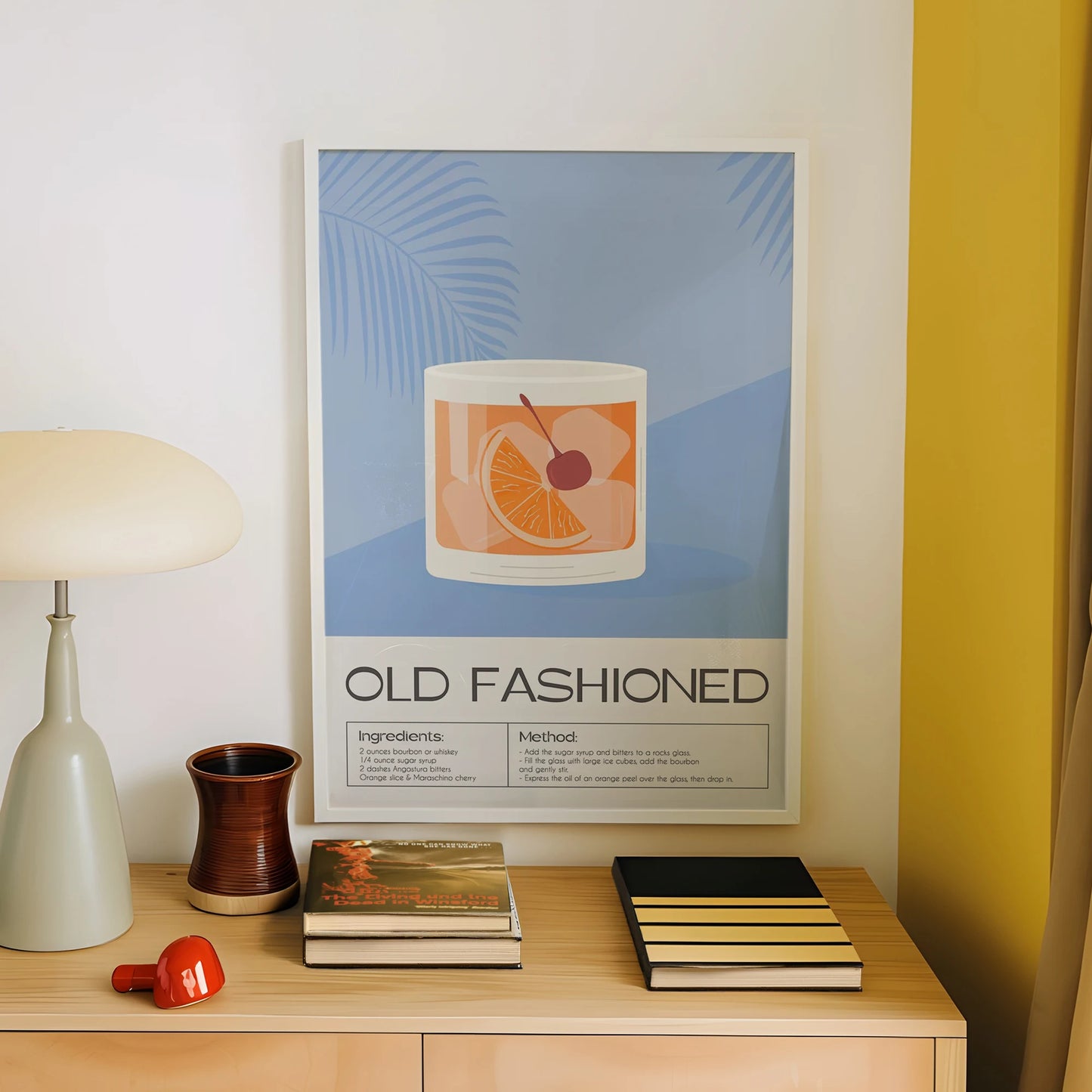 Minimalist Old Fashioned Cocktail Canvas Wall Art | Bar Decor Canvas Wall Art Peaceful Pleasures Health and Wellness
