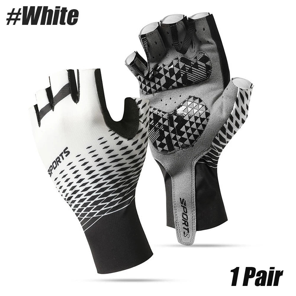 1Pair Cycling Bike Gloves,5MM Padded Half Finger Bicycle Gloves,Summer Road Bike Gloves for Cycling,Running,Working Out Peaceful Pleasures Health and Wellness WHITE XL