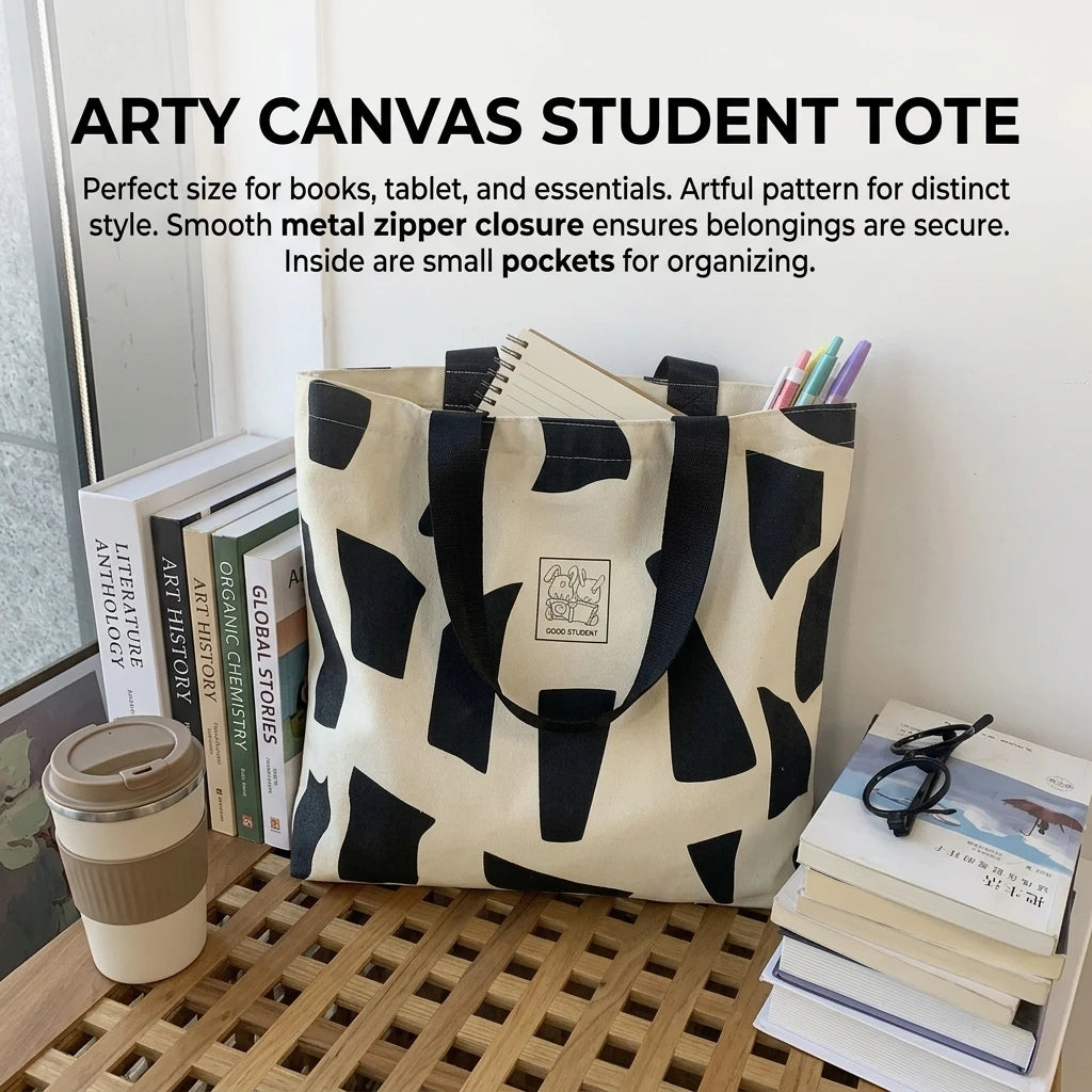 Canvas Shoulder Bag For Women Large Capacity School Books Bag Durable Waterproof Design Peaceful Pleasures Health and Wellness