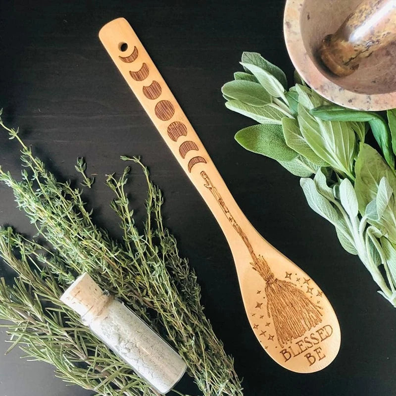 Halloween Witchy Bamboo Spoon Set | Laser Engraved Kitchen Gift