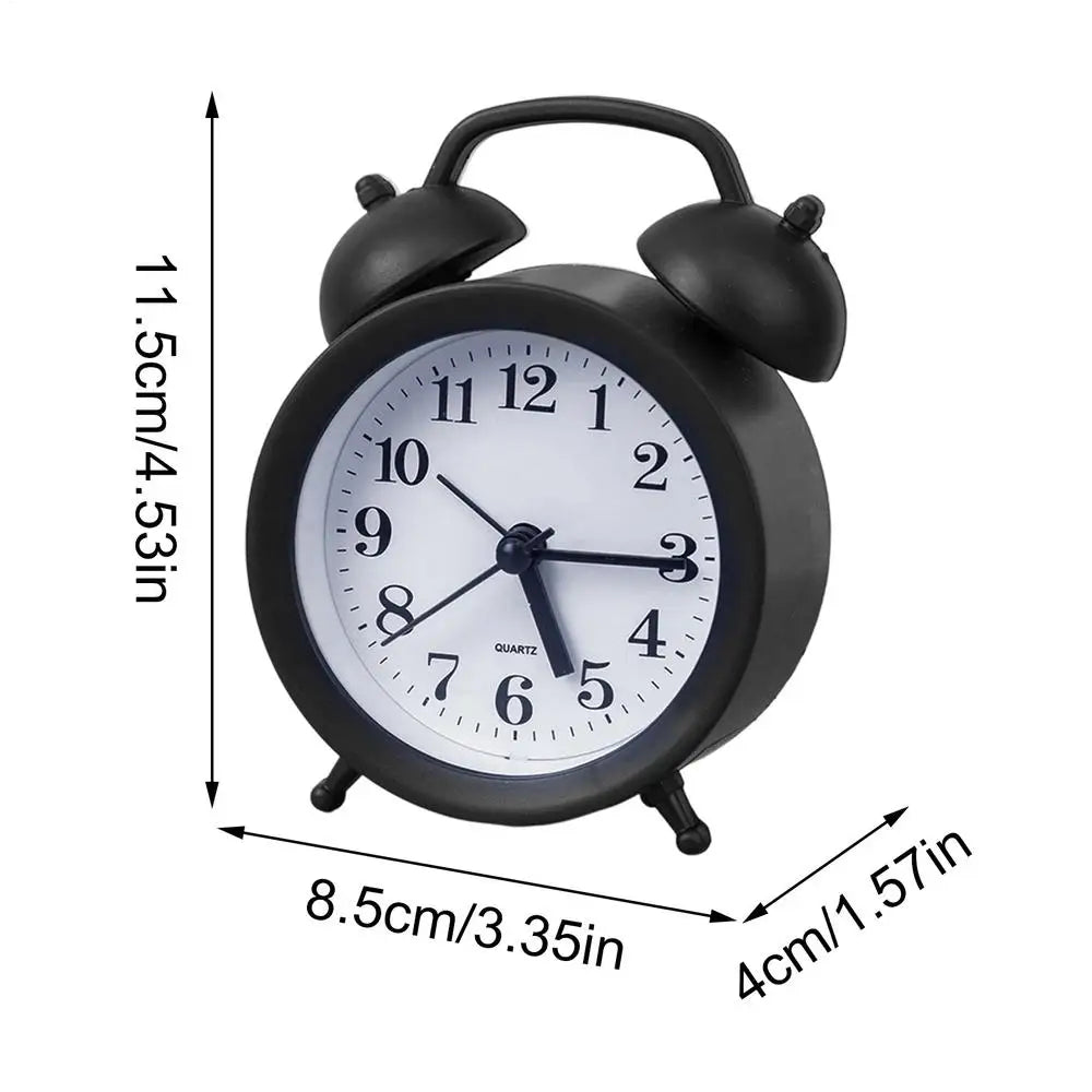 Retro Double Bell Silent Analog Alarm Clock – Desk & Bedside