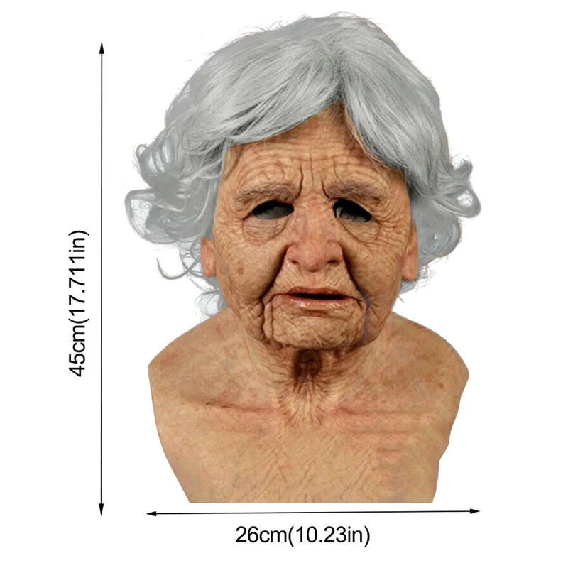 Grandpa Grandma Full Head Latex Mask | Halloween Cosplay Prop