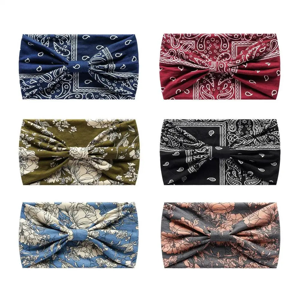 6-Pack Boho Twisted Wide Headbands for Women – Yoga & Workout