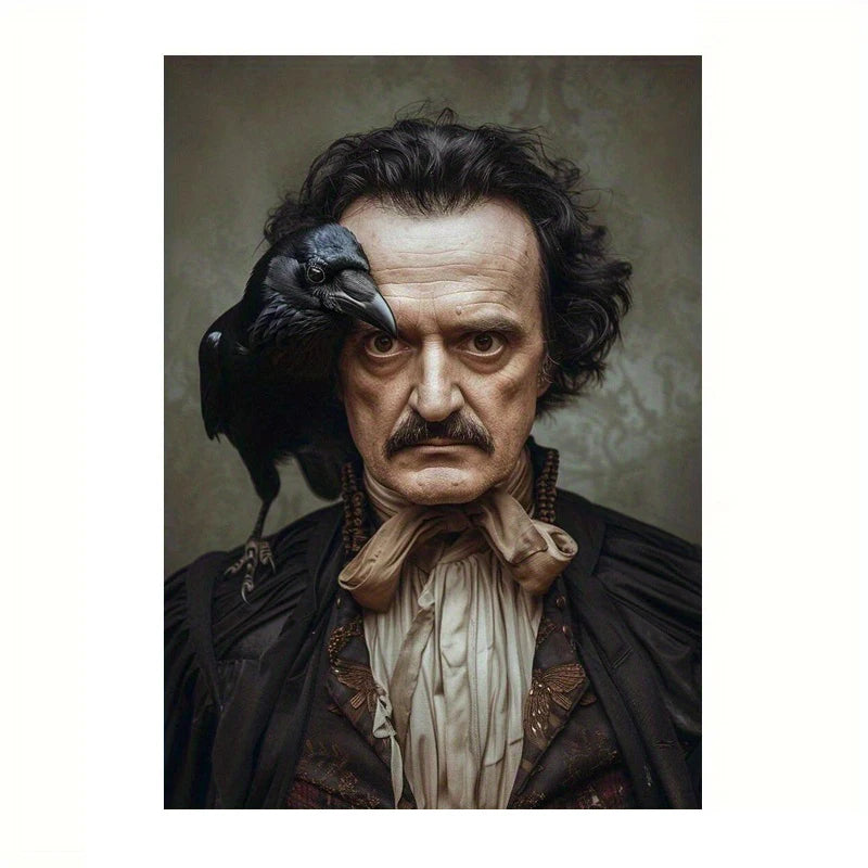 Edgar Allan Poe Poster Gothic Styles Victorian Raven Dark Academy Canvas Painting Retro Library Wall Art Living Room Home Decor Peaceful Pleasures Health and Wellness ZLH5073 30x40cm No Frame