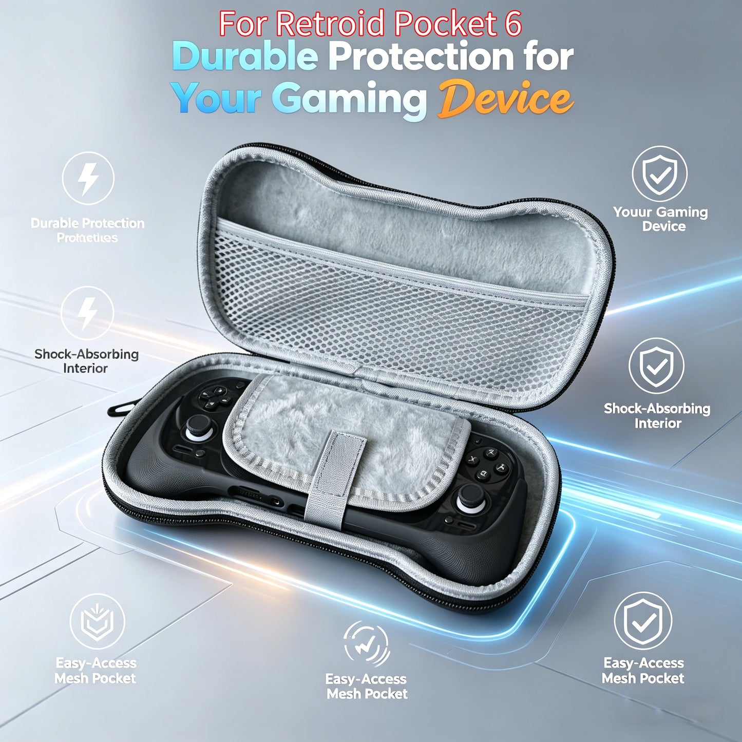 For Retroid Pocket 6 Handheld Grip Storage Bag with Mesh Bags RP6 Game Console Grip Bag Anti-Scratch Shockproof Console Sleeve Peaceful Pleasures Health and Wellness