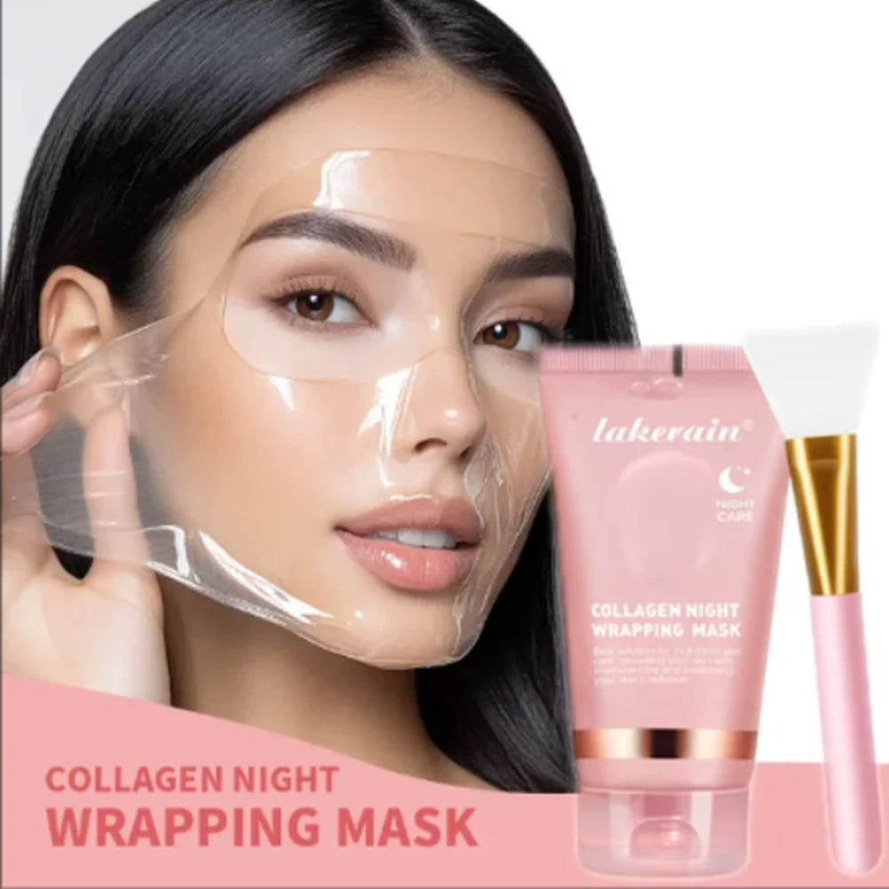 Korean Skin Care Deep Collagen Mask Peel Off Mask Face Anti Wrinkle Lifting Bio Masks Night Wrapping Woman Overnight Skin Peaceful Pleasures Health and Wellness and brush 1