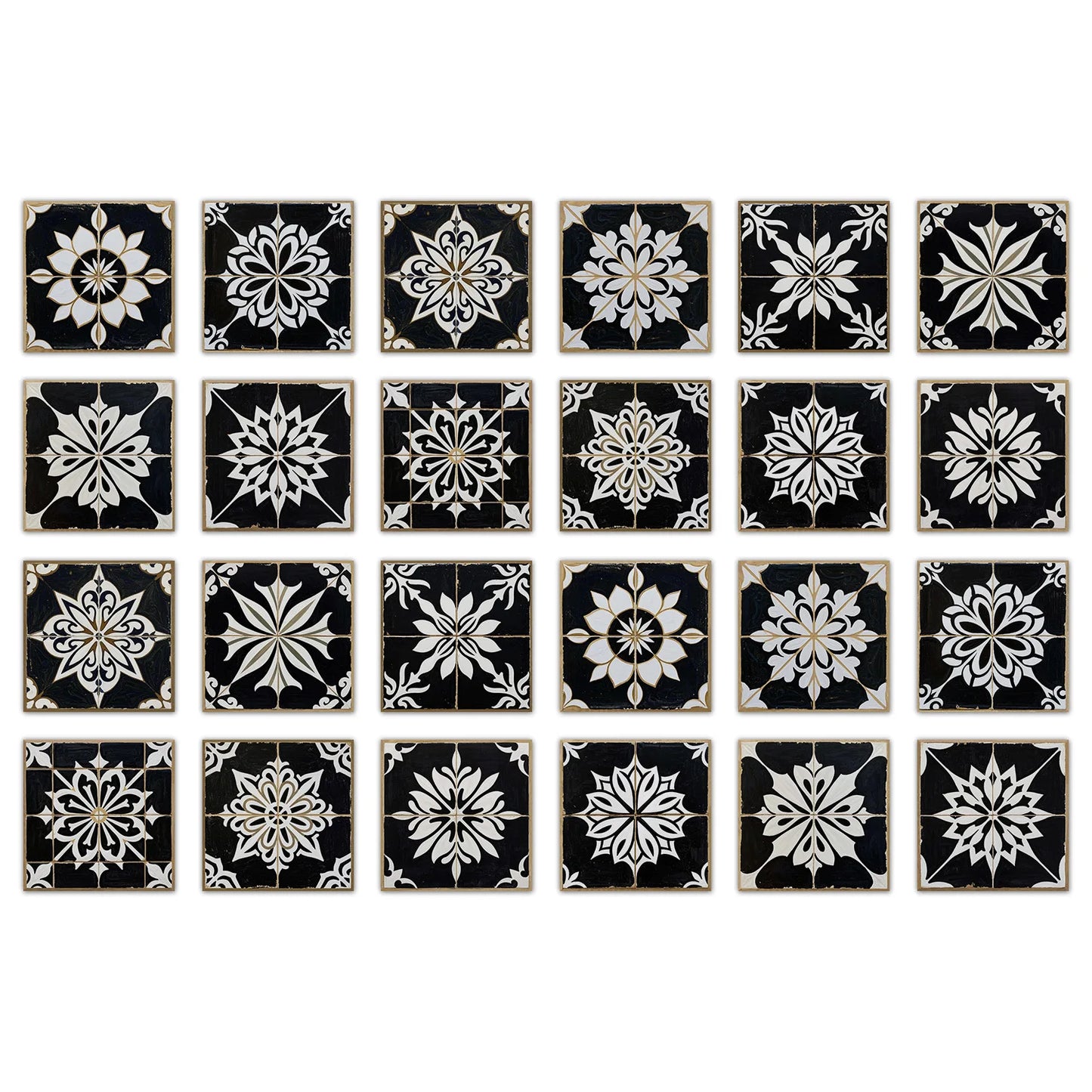24 pieces European style flower tiles wall stickers Self-adhesive kitchen bathroom decorative ceramic tiles stickers glossy crys Peaceful Pleasures Health and Wellness NHZ44 20X20cm 24PCS