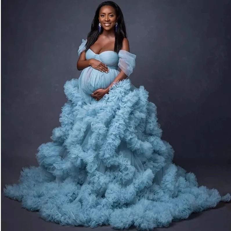 Tulle Lace Maternity Dress | Baby Shower & Photoshoot Gown