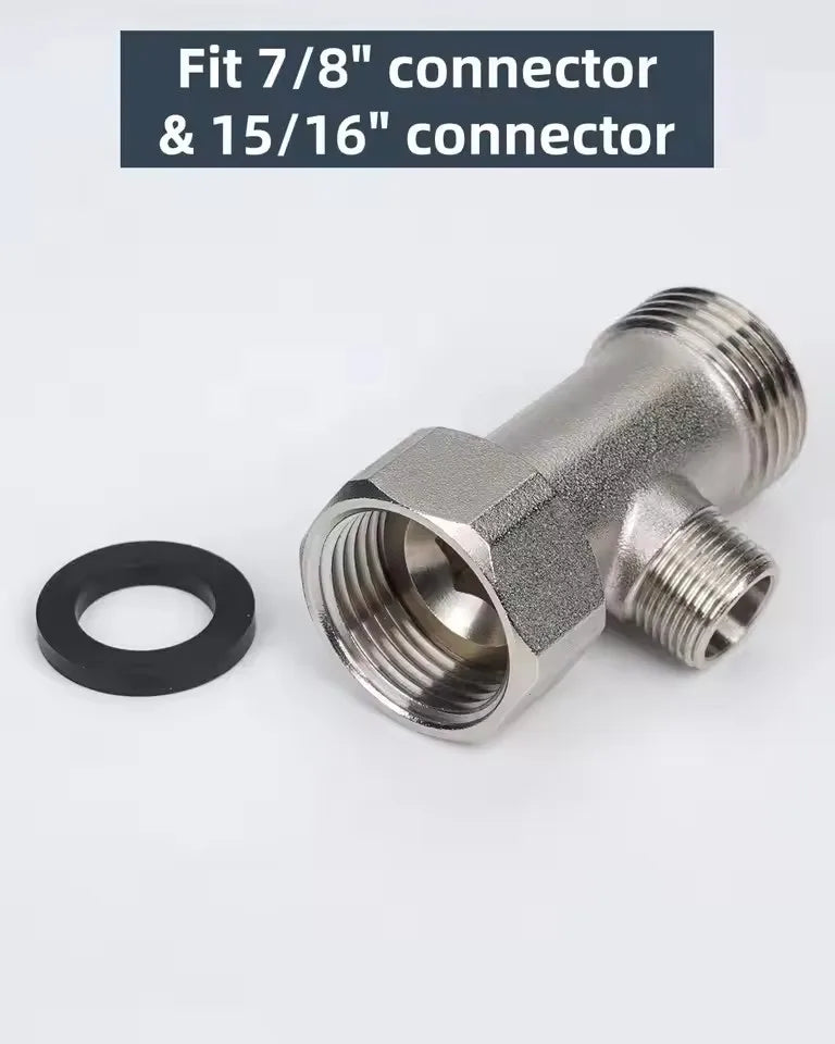 Copper 3-Way T Valve Adapter | Bidet & Shower Diverter