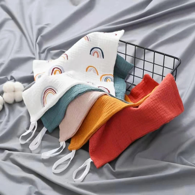 5-Pack Baby Cotton Washcloths – Soft Muslin Bibs & Face Wipes