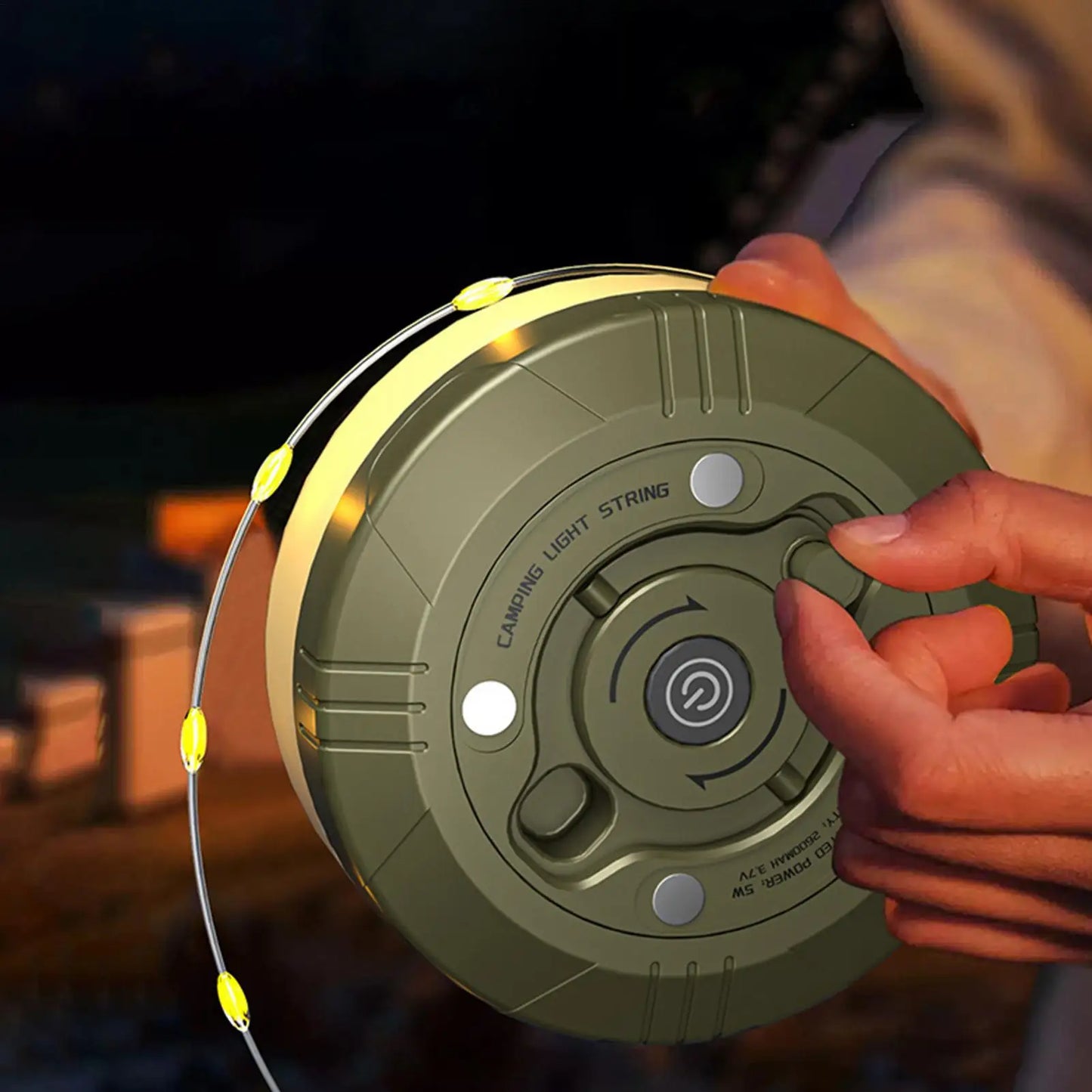 Retractable Camping String Lights 65.62FT USB Rechargeable LED