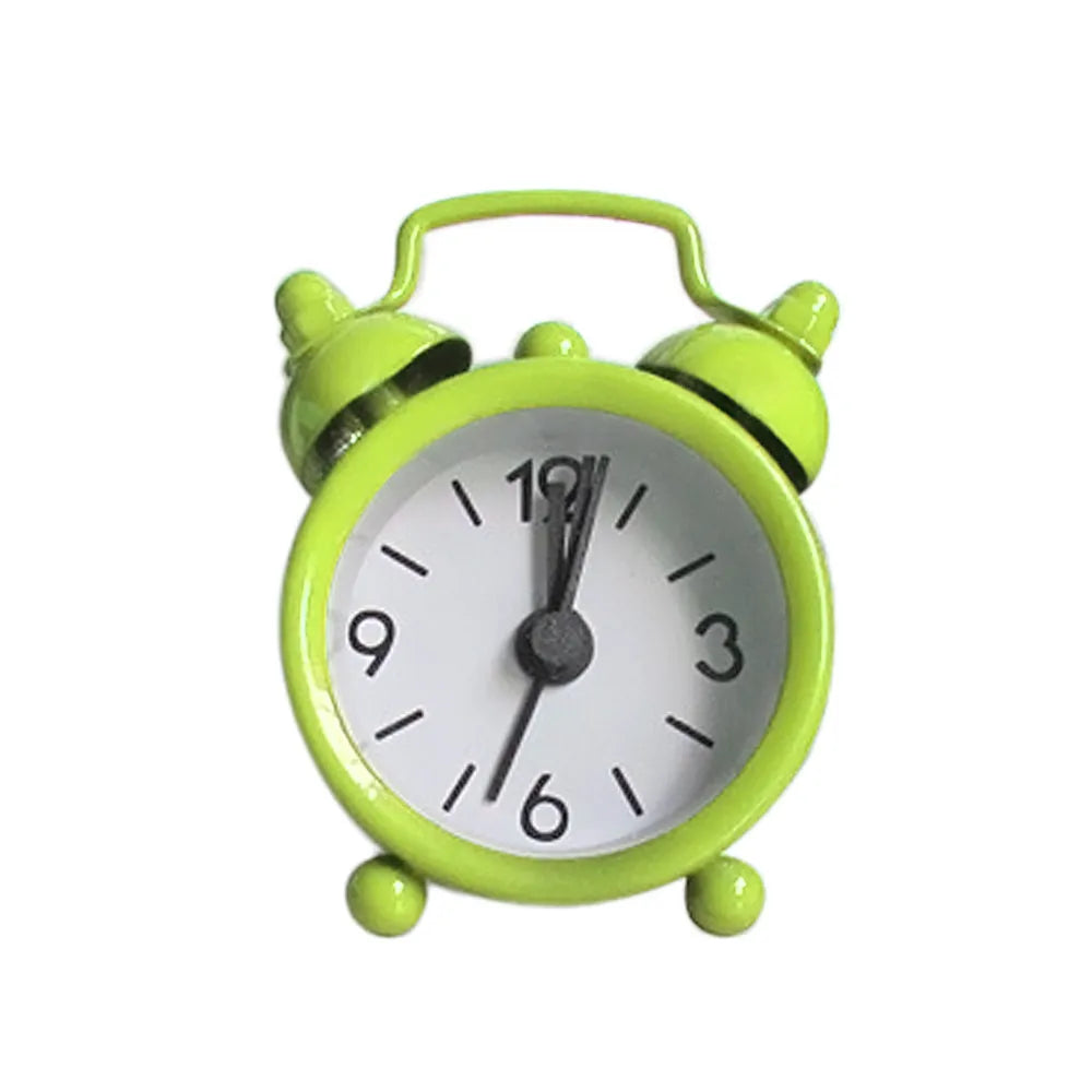 Retro Mini Double Bell Alarm Clock – Metal Desk & Travel