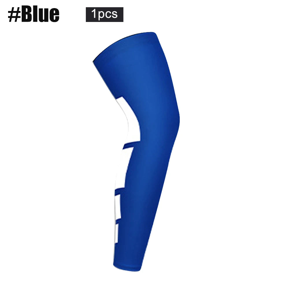 1Pcs Long Compression Leg Sleeves for Women Men,Comfortable & Non-Slip UV Protection Leg Knee Braces Supports for Sports Cycling Peaceful Pleasures Health and Wellness Blue L