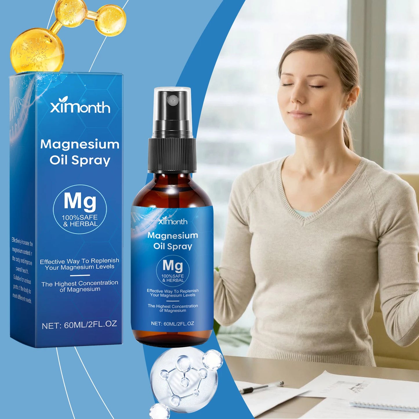 Magnesium Oil Spray – Muscle Relief, Sleep & Skin Care 60ml Peaceful Pleasures Health and Wellness